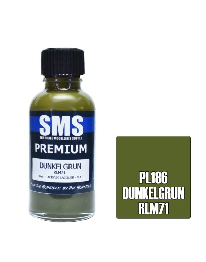 SCALE MODELLERS SUPPLY PREMIUM ACRYLIC LACQUER PAINT - PL186 - DUNKELGRUN (RLM71) (30ML)