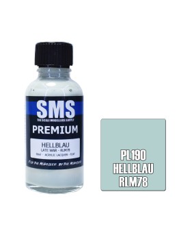 SCALE MODELLERS SUPPLY PREMIUM ACRYLIC LACQUER PAINT - PL190 - HELLBLAU (LATE WAR - RLM78) (30ML)
