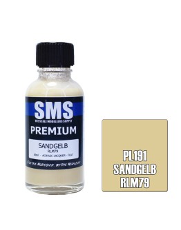 SCALE MODELLERS SUPPLY PREMIUM ACRYLIC LACQUER PAINT - PL191 - SANDGELB (RLM79) (30ML)