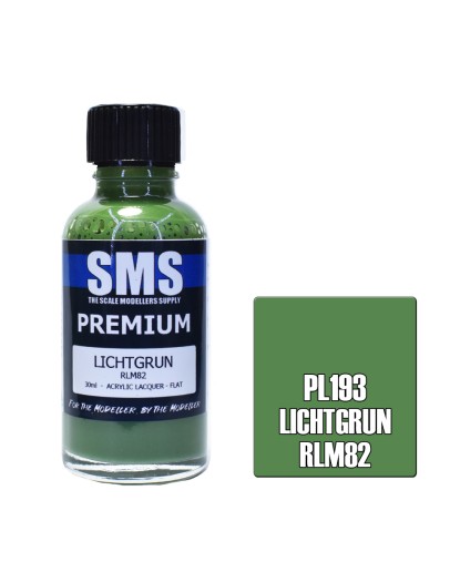 SCALE MODELLERS SUPPLY PREMIUM ACRYLIC LACQUER PAINT - PL193 - LICHTGRUN (RLM82) (30ML)