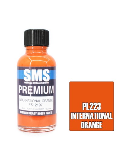 SCALE MODELLERS SUPPLY PREMIUM ACRYLIC LACQUER PAINT - PL223 - INTERNATIONAL ORANGE (30ML)