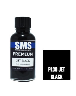 SCALE MODELLERS SUPPLY PREMIUM ACRYLIC LACQUER PAINT - PL030 - JET BLACK (30ML)