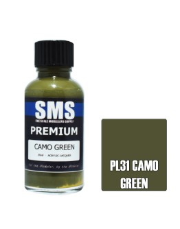 SCALE MODELLERS SUPPLY PREMIUM ACRYLIC LACQUER PAINT - PL031 - CAMO GREEN (30ML)