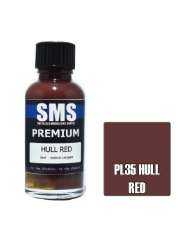SCALE MODELLERS SUPPLY PREMIUM ACRYLIC LACQUER PAINT - PL035 - HULL RED (30ML)
