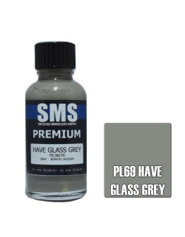 SCALE MODELLERS SUPPLY PREMIUM ACRYLIC LACQUER PAINT - PL069 - HAVE GLASS GREY (30ML)