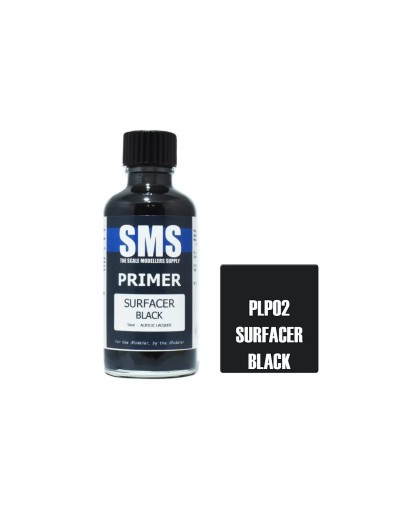 SCALE MODELLERS SUPPLY PREMIUM ACRYLIC LACQUER PAINT - PLP02 - PRIMER SURFACE BLACK (50ML)