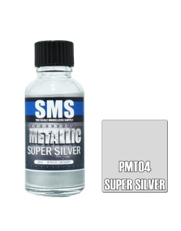 SCALE MODELLERS SUPPLY PREMIUM ACRYLIC LACQUER PAINT - PMT004 - METALLIC SUPER SILVER (30ML)