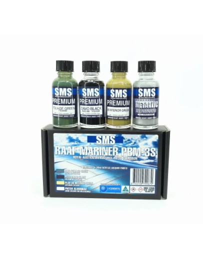 SCALE MODELLERS SUPPLY PREMIUM ACRYLIC LACQUER PAINT SET - SMS-12586 - RAAF MARINER PBM-3S PAINT SET