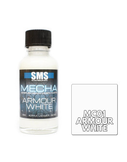 SCALE MODELLERS SUPPLY PREMIUM ACRYLIC LACQUER PAINT - MECHA COLOR - MC01 - ARMOUR WHITE (30ML)