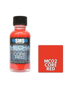 SCALE MODELLERS SUPPLY PREMIUM ACRYLIC LACQUER PAINT - MECHA COLOR - MC02 - CORE RED (30ML)