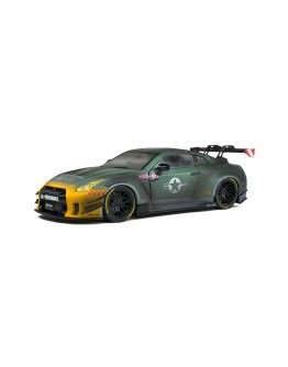 SOLIDO 1/18 SCALE DIE-CAST MODEL - 1805807 - NISSAN GT-R (R35) - WITH LB WALK BODY KIT TYPE 2 ARMY FIGHTER GREY