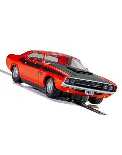 SCALEXTRIC 1/32 SLOT CAR - C4065 - DODGE CHALLENGER - RED & BLACK ROAD CAR