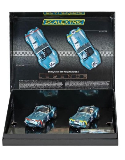 SCALEXTRIC 1/32 SLOT CAR - C4305A LEGENDS TWIN PACK - SHELBY COBRA 289 - 1964 TARGA FLORI0 - SX4305A