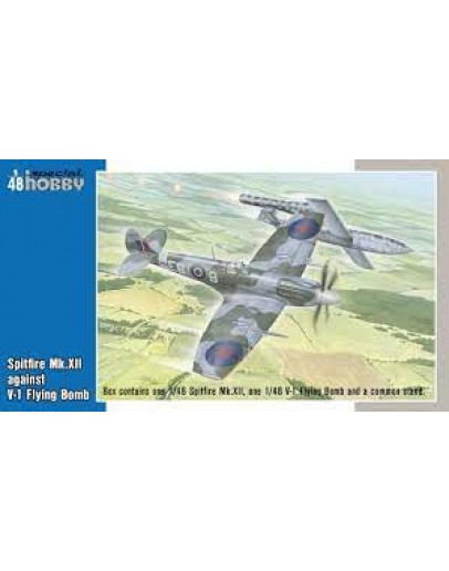 SPECIAL HOBBY 1/48 SCALE PLASTIC MODEL AIRCRAFT KIT - SH48192 - SPITFIRE MK XII & V1 FLYING BOMB SH48192