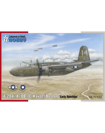 SPECIAL HOBBY 1/72 SCALE PLASTIC MODEL AIRCRAFT KIT - SH72423 - A-20A/B/DB7C Havoc/Boston 'Early Gunships" (RAAF Marking's included in kit)