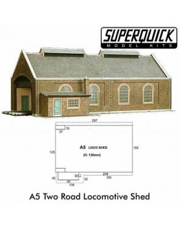 SUPERQUICK OO/HO SCALE CARD BUILDING KIT RAILWAY BUILDINGS SERIES A  - A05 Two Road Locomotive Shed