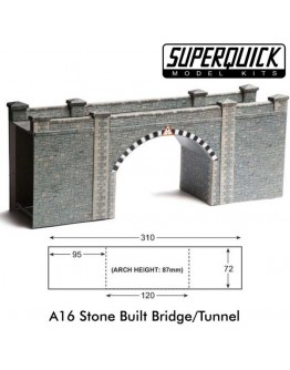 SUPERQUICK OO/HO SCALE CARD BUILDING KIT RAILWAY BUILDINGS SERIES A  - A16 Stone Bridge / Tunnel Entrance