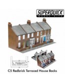 SUPERQUICK OO/HO SCALE CARD BUILDING KIT LOW RELIEF BUILDINGS SERIES C - C05 FOUR REDBRICK TERRACE HOUSE BACKS