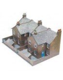 SUPERQUICK OO/HO SCALE CARD BUILDING KIT LOW RELIEF BUILDINGS SERIES C - C05 FOUR REDBRICK TERRACE HOUSE BACKS