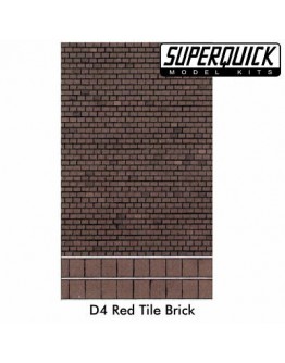 SUPERQUICK OO/HO SCALE CARD BUILDING KIT BUILDING PAPERS - SERIES D - D04 Red Tiles