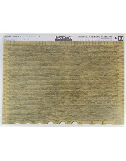 SUPERQUICK OO/HO SCALE CARD BUILDING KIT BUILDING PAPERS - SERIES D - D10 GREY SANDSTONE WALLING