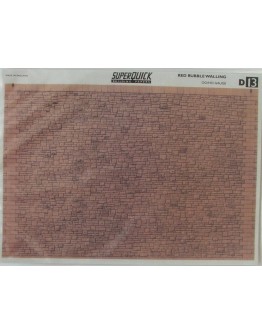 SUPERQUICK OO/HO SCALE CARD BUILDING KIT BUILDING PAPERS - SERIES D - D13 RED RUBBLE WALLING