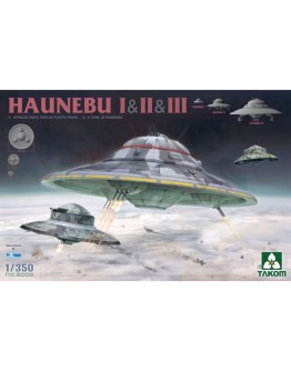 TAKOM 1/350 SCALE PLASTIC MODEL KIT - 6008 - HAUNEBU I & II & III