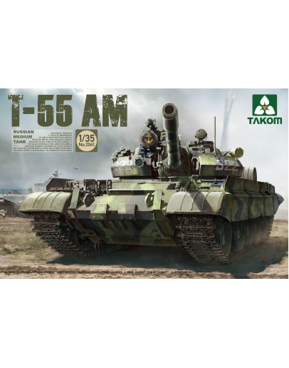TAKOM 1/35 SCALE PLASTIC MODEL KIT - 2041 - RUSSIAN T-55 AM MEDIUM TANK - TAK02041