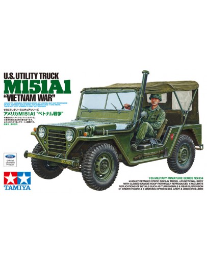 TAMIYA 1/35 SCALE MODEL KIT 35334 U.S. Utility Truck M151A1 "Vietnam War"