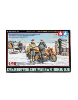 TAMIYA 1/48 SCALE MILITARY MODEL KIT - 32412 GERMAN LUFTWAFFE CREW [WINTER] w/KETTENHRAFTRAD