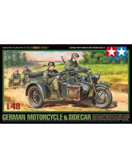 TAMIYA 1/48 SCALE MILITARY MODEL KIT - 32578 - German Motorcycle & Sidecar 