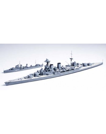 TAMIYA 1/700 WATER LINE SERIES SCALE MODEL KIT 31806 - British Battle Cruiser & E Class Destroyer (Battle of the Denmark Strait
