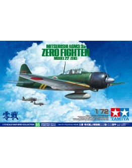 TAMIYA 1/72 SCALE MODEL KIT 60785 - Mitsubishi A6M3 /3a Zero Fighter Model 22 (Zeke)