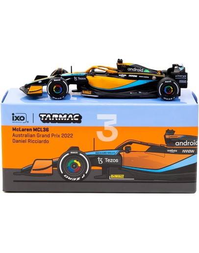 TARMAC 1/64 SCALE DIE-CAST MODEL CAR - TW64GF41DR - MCLAREN MCL36 - AUSTRALIAN GRAND PRIX 2022 DANIEL RICCARDO