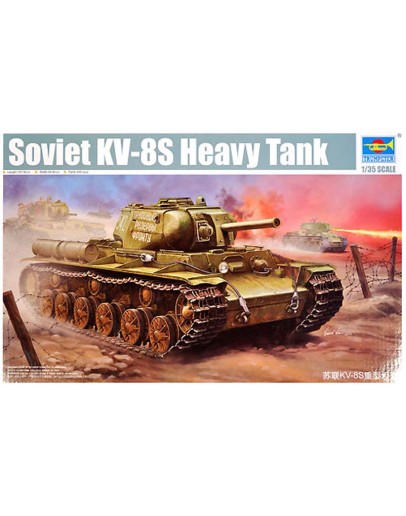 TRUMPETER 1/35 PLASTIC MILITARY MODEL KIT - 01572 - SOVIET KV-8S HEAVY TANK