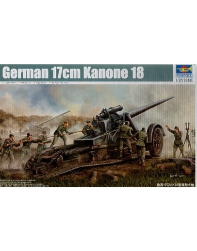 TRUMPETER 1/35 PLASTIC MILITARY MODEL KIT - 02313 - GERMAN 17cm KANONE 18 HEAVY GUN