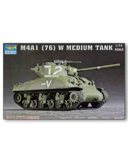 TRUMPETER 1/72 SCALE PLASTIC MODEL MILITARY KIT - 07222 - SHERMAN M4A1 MEDIUM TANK