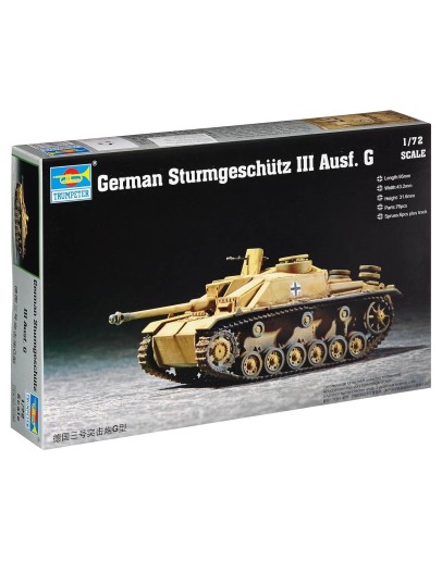 TRUMPETER 1/72 SCALE PLASTIC MODEL MILITARY KIT - 07260 - GERMAN STURMGESCHUTZ III AUSF.G TANK