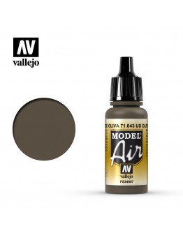 VALLEJO MODEL AIR ACRYLIC PAINT - 71.043 - US OLIVE DRAB (17ML)
