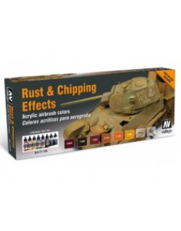 VALLEJO MODEL AIR ACRYLIC PAINT SET - 71186 -RUST AND CHIPPING SET  (8 X 17ML) - AV71186