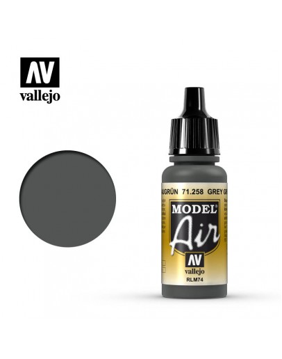 VALLEJO MODEL AIR ACRYLIC PAINT - 71.258 - GREY GREEN RLM74 (17ML)