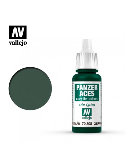 VALLEJO PANZER ACES ACRYLIC PAINT - 70.308 - GERMAN GREEN TAIL LIGHT (17ML)