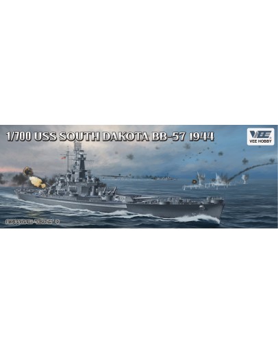 VEE HOBBY 1/700 SCALE PLASTIC MODEL SHIP KIT - V57005 - USS South Dakota BB-57 1944