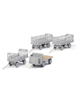WALTHERS SCENEMASTER HO ACCESSORIES 9494141 BAGGAGE TRACTOR AND TRAILERS