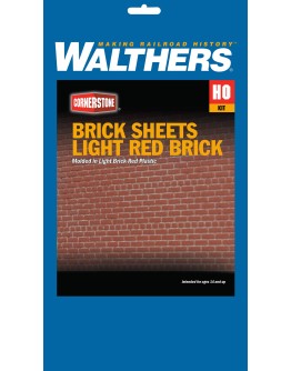 WALTHERS CORNERSTONE HO BUILDING KIT  9333522 BRICK SHEETS - LIGHT RED BRICK