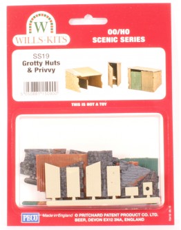 WILLS KITS PLASTIC MODELS - OO SCALE BUILDING KIT - SS19 Grotty Huts & Privy
