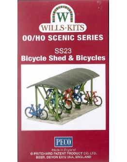 WILLS KITS PLASTIC MODELS - OO SCALE BUILDING KIT - SS23 Bicycle Shed & Bicycles
