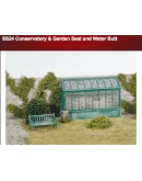 WILLS KITS PLASTIC MODELS - OO SCALE BUILDING KIT - SS24 Conservatory & Garden Seat & Water Butt