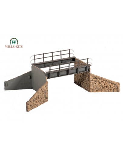 WILLS KITS PLASTIC MODELS - OO SCALE BUILDING KIT - SS28 Occupational Bridge [Single Track] with Stone Abutments