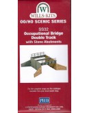 WILLS KITS PLASTIC MODELS - OO SCALE BUILDING KIT - SS32 Occupational Bridge [Double Track] with Stone Abutments